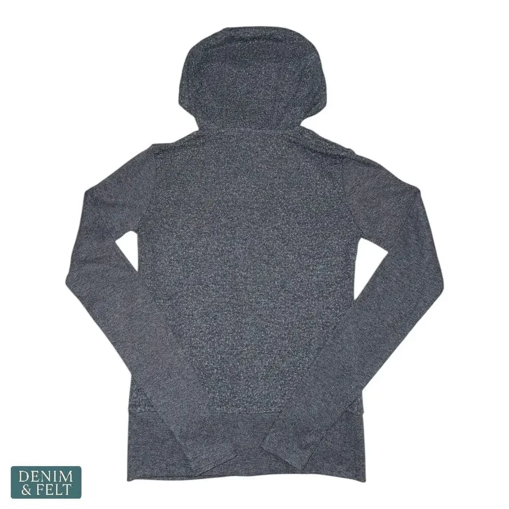 Alo Yoga Ribbed Sleeve Full Zip‎ Performance Hoodie Zipper Pockets Heather Gray